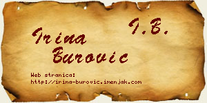 Irina Burović vizit kartica